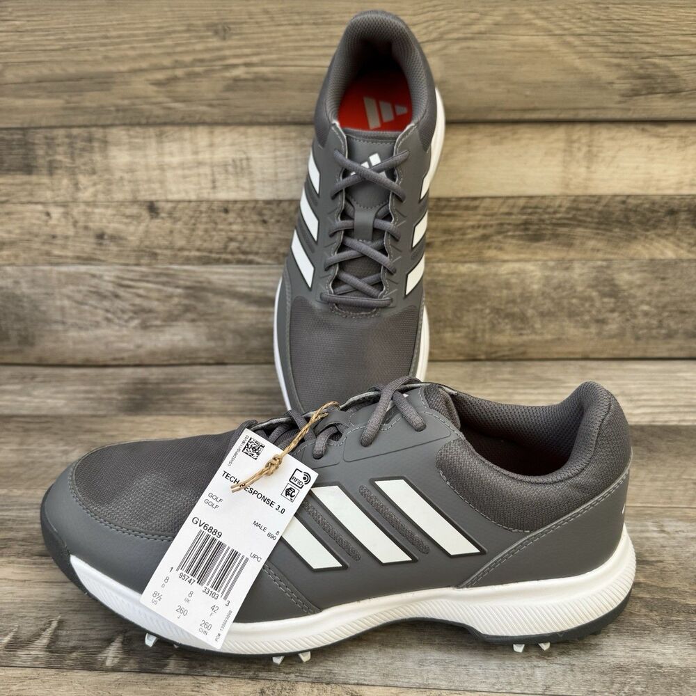 Adidas Tech Response 3.0 Golf Shoes Grey White Men's Size 8.5 GV6889 NWB